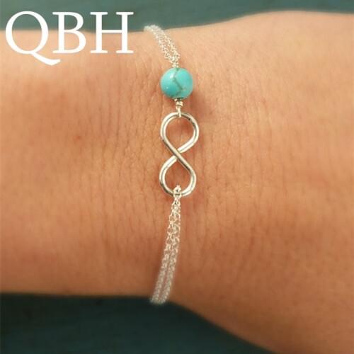 L1018 Ethnic Minimalist Charm Bracelets Women Double Chain Infinity 8 Dainty Thin Bracelet Jewelry Female Girl Cute Pulseira