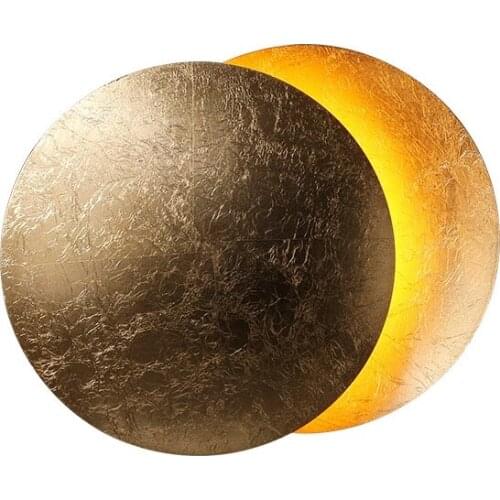 Lunar Eclipse Wall Lamp Home Hotel Art Decor Lighting Fixture Round Gold/Black Foyer Bedroom Aisle Rotatable Metal Wall Sconce