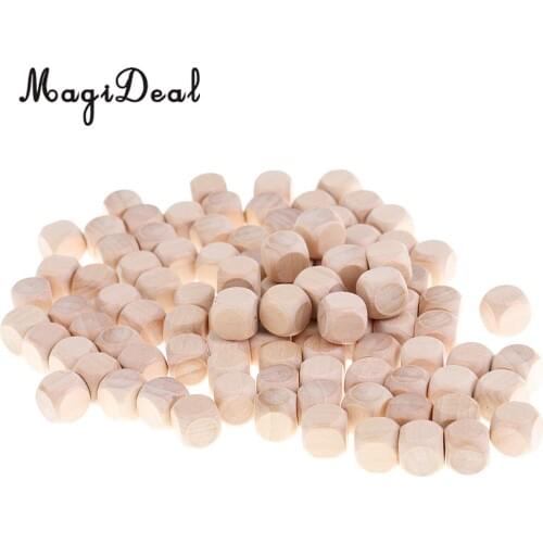 MagiDeal 100 Pieces Wooden Blank Six Sided Dices DIY for D&D MTG DND Board Games Props Savage World Card Games Club Pub