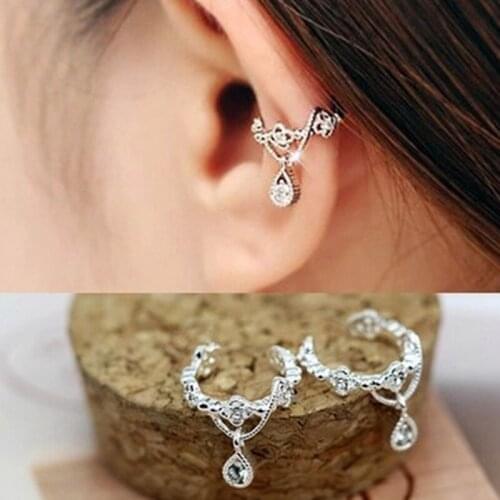 Fashion Drop Diamond Temperament Earclip Earclip Ear Bone Folder Ear Cuff Wrap Rhinestone Cartilage Clip On Earrings