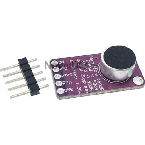 MAX9814 Microphone Amplifier Board Module Auto Gain Max 40dB/50dB/60dB Frequency 20Hz - 20 KHz 2.7V-5.5V With Pins for Arduino