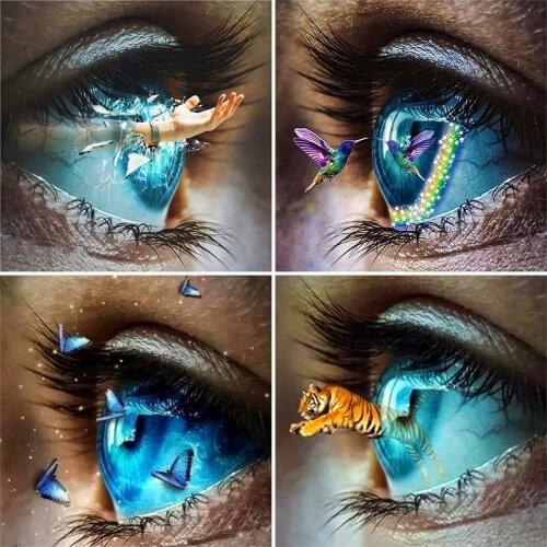 MomoArt Diamond Embroidery Animal Picture Of Rhinestone 5D Diamond Painting Eyes Cross Stitch Mosaic Tiger Needlework Home Decor