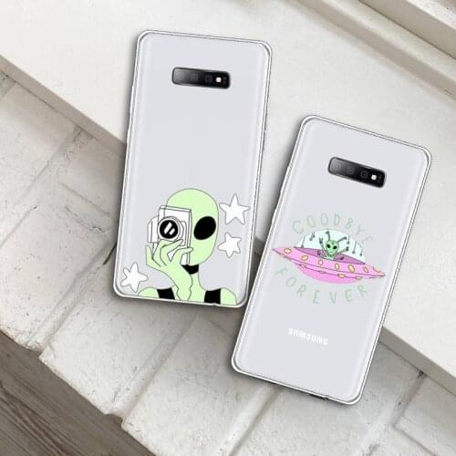 Cartoon cute Alien space Phone Case Transparent For Samsung Galaxy A S 7 8 11 21 50 30 71 81 51 90 5G 20 E Ultra M60S