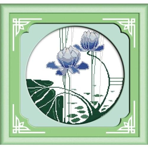 Lotus Printed Canvas DMC Counted Chinese Cross Stitch Kits printed Cross-stitch set Embroidery Needlework Home Decor