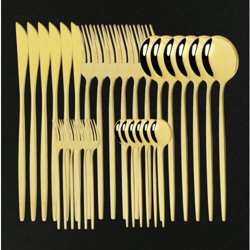 Gold Cutlery Set Stainless Dinnerware Knives Cake Forks Spoons Steel Flatware Silverware Kitchen Set Tableware Set Dropshipping