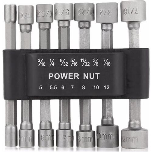 14Pcs 5-12mm Hexagon Handle 1/4" Socket Wrench Screwdriver Set Bit For Electric Screwdriver Gun Chucks Hand Tools No Magnetic