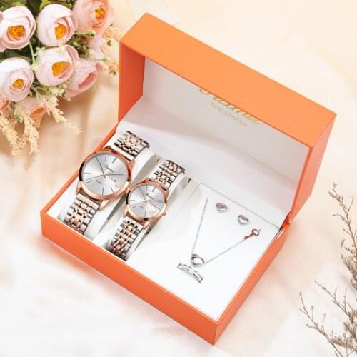 Luxury Stylish Watch for Women Men 1314 Forever Love Couple Wrist Watch for Lovers Lux Rose Flower Jewelry Set Ladies Gift 2020