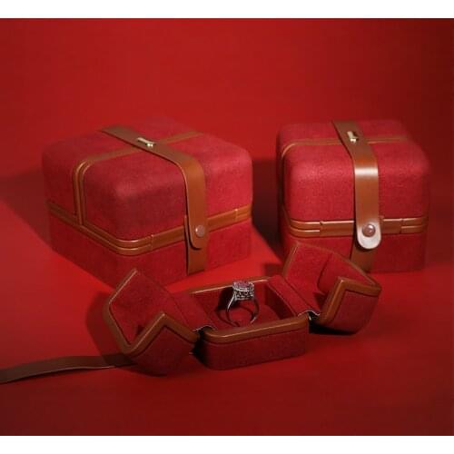 New PU Leather Double Open Jewelry Gift Box Ring Bracelet Pendant Jewellery Packaging Storage Case Trinket Boxes Organizer