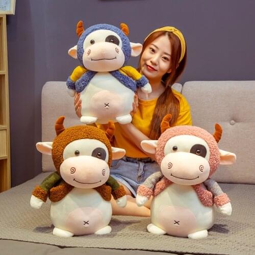New 25/35/45cm Super Soft Lovely Stuffed Cattle Plush Toys Cute Animals Milk Cow Plush Doll Kids Baby Huggable Toy Cartoon Gifts