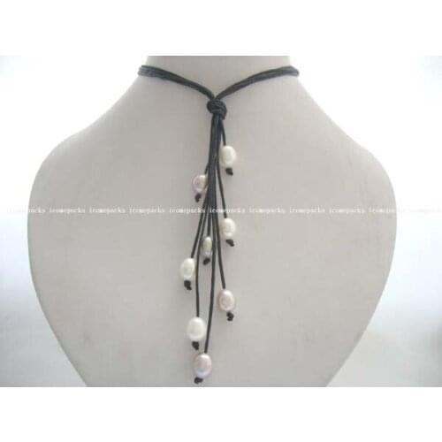 Wholesale popular 20.5" 10*9 mm white and purple egg freshwater pearl necklace