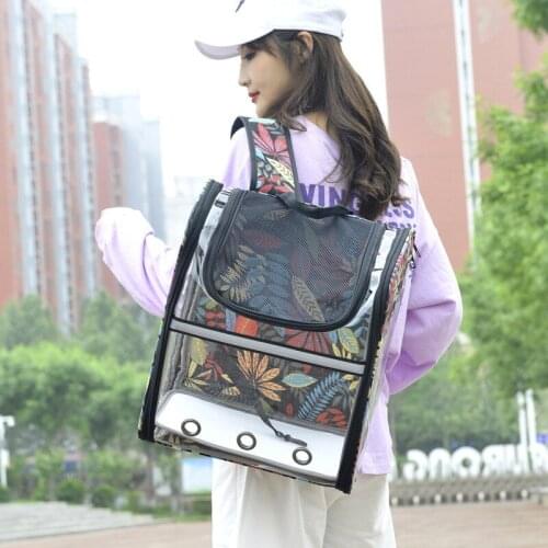 Panoramic Breathable Pet Bag Portable Package Transparent Cat Bag Large Space Foldable Anti-stray Hook Creative Design Supplies