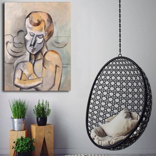 Picasso Man With Arms Crossed Canvas Painting Print Living Room Home Decor Modern Wall Art Oil Painting Poster Pictures Artwork