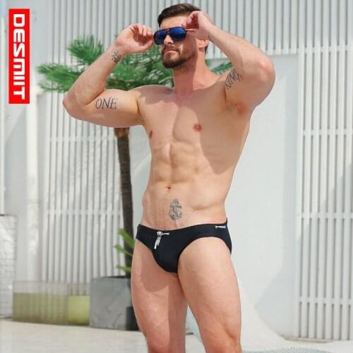 2019 DESMIIT Sexy solid Swimwear Mens Swimming Trunks Liner Swim Briefs Men Bathing Suit Gay Swimsuit Surfing Beach Shorts