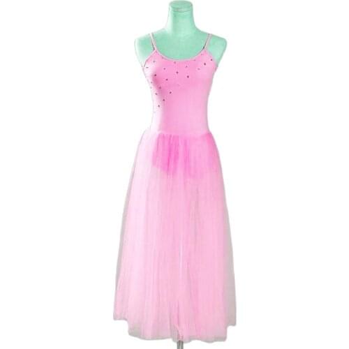 Adult light blue modern ballet dance dress flowing long skirt dance skirt performance costume performance clothing