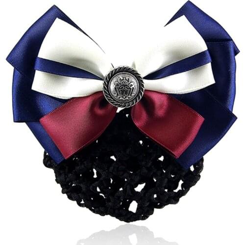 Gift Hair Nets For Women Clip Mesh Hair Bun Cover Barrettes Net Snood Hairnet Bow Bow-knot Decor for Lady Dance Office