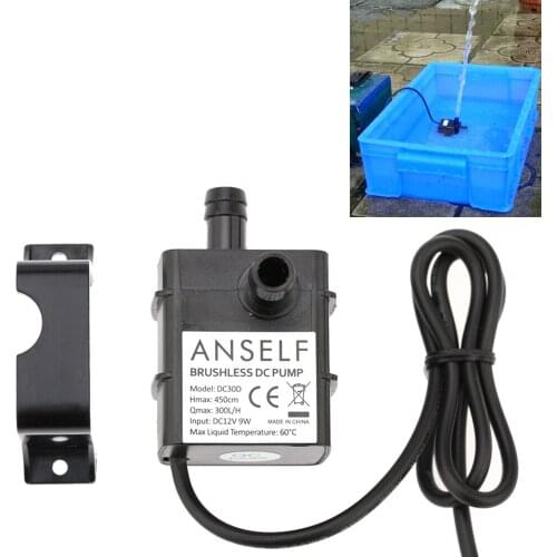Waterproof Submersible Water Fountain Pump Filter Ultra-quiet Mini DC12V 9W Micro Brushless Water Oil Pump 300L/H Lift 450cm
