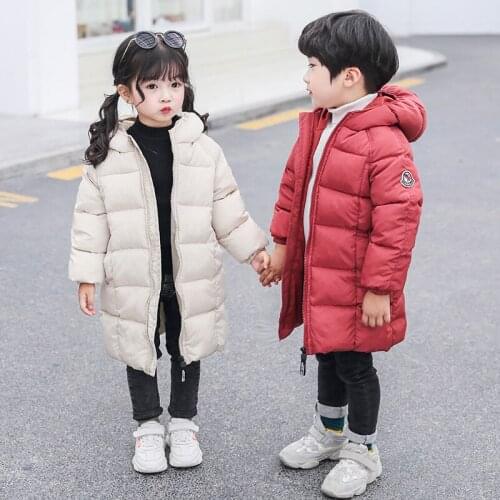 Clearance Sale Children Cotton Padded Clothes Boys Girls Thickened Wadded Jacket Baby Infant Kids Long Hooded Coat Outerwear P91