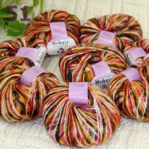 Sale New 8BallsX25g Luxury Soft Mohair Warm Wrap Shawl Hand Knit Crochet Yarn Red Orange Black 291-52 White Red Black 291-51-8