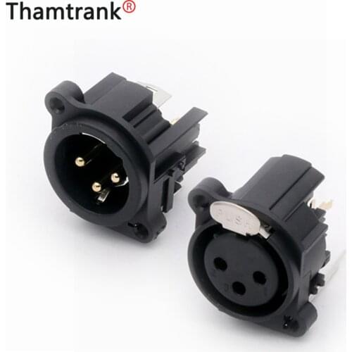 10pcs XLR connector Black Plastic 3pin XLR Male/Female jack panel mount with PUSH button audio jack speaker plug