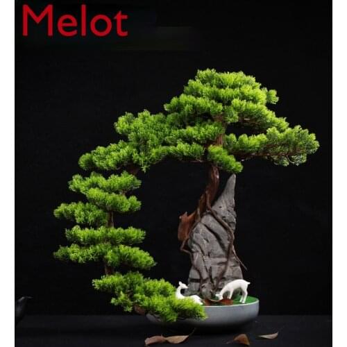Root Carving Crafts Artificial Greeting Pine Tree Rock Chinese Office Desk Surface Panel Ornaments