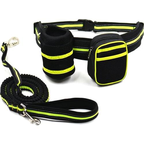 Hands Free Pet Dog Reflective Running Leash Adjustable Elastic Waist Rope Belt Running Dog Leash Jogging Walking Pet Collar