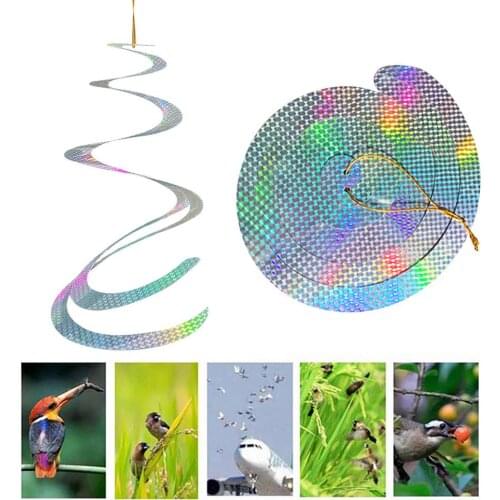 Control Scare Device Laser Reflective Bird Drive Hanging Spiral Reflector Anti Bird Tape Scares Bird Ribbon Tapes Repellent