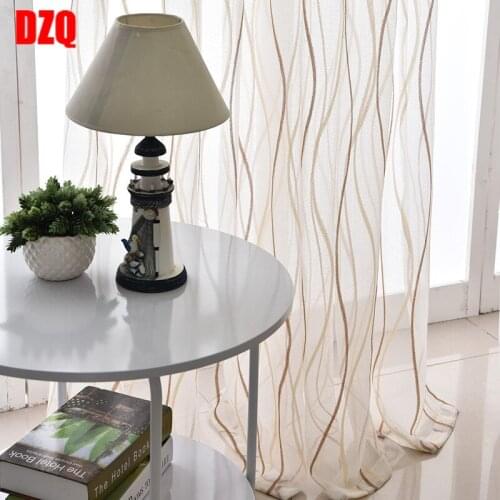 Thicken White Curtain Screens For Living Room Balcony Modern Striped Curtain Tulle Bedroom Window Cortinado