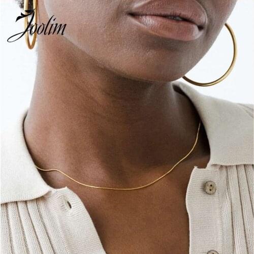 Joolim Jewelry PVD Gold Finish Western Style Short Thin Choker Necklace Stylish Stainless Steel Necklace