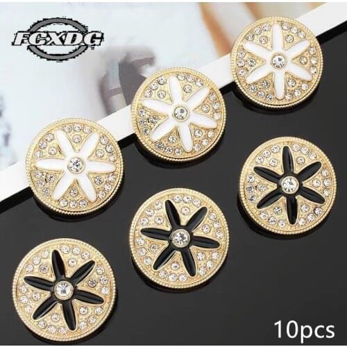 Golden Rhinestone Buttons 20mm Snap Sewing Buttons for Clothing Coat Shirt Windbreaker Sewing Accessories Button Up Shirt Women