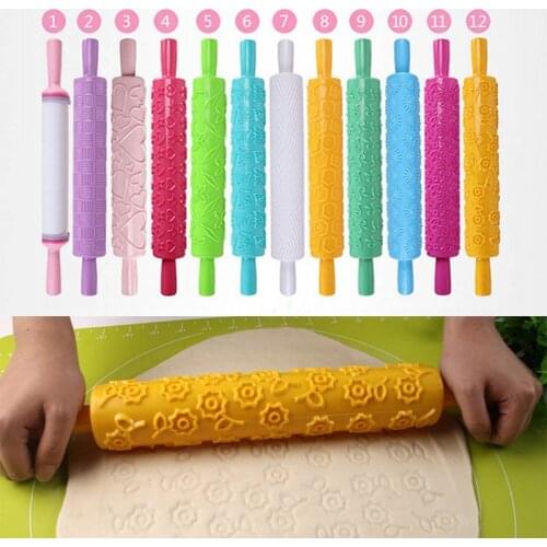 Kitchen Gadgets Different Patterns Patterned Rolling Pin 1 PC Embossed Roller Non-Stick Fondant Mold Cake Decorating Tool