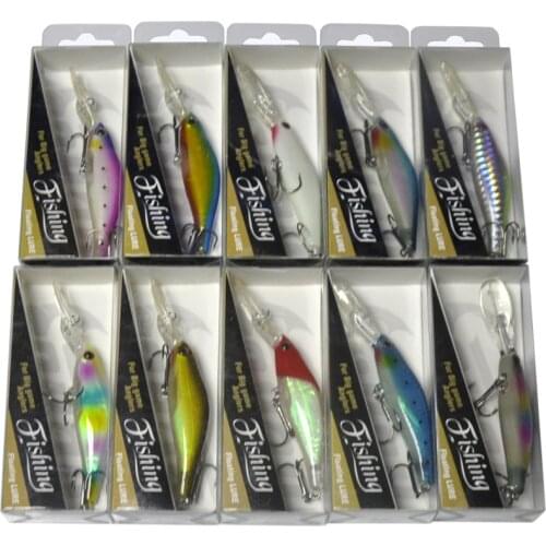 10pcs/lot 7.3g 9cm Floating Minnow Bait Diving Lip Hard Fishing Lures w/ PVC Box