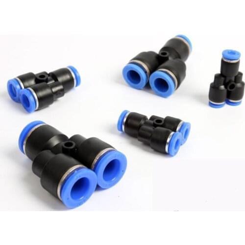 100PCS "Y" Pneumatic Connector Tee Union Push In Fitting for Air Pipe joint OD 4 6 8 10 12MM,PY4,PY6,PY8,PY10,PY12,PY16