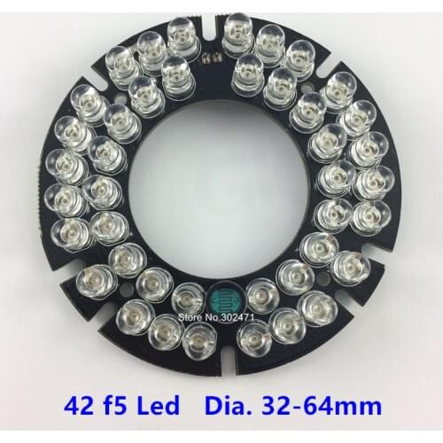 42 LED 5mm Infrared IR Led Board For Camera 90 Degree Bulb.CY42F5-90A Dia.32-64mm