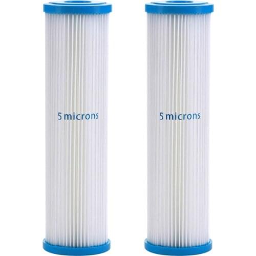 5 microns Whole House Pleated Poly Sediment Water Filter Cartridge 2.5" x 10", 2 PACK