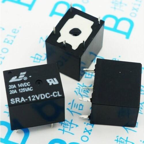 5pcs SRA-12VDC-CL T74-12V Power relay PCB Type 12VDC 20A 125VAC 5feet SRA-12VDC-CL 20A 125V AC Black relay Free shipping