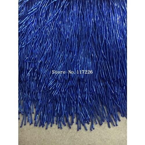 5yards/bag ribbon blue beads tassel fringe 15cm width for wedding bridal gown dress/party sawing
