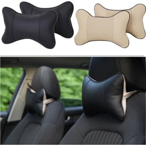 Car Neck Pillows Both Side Pu Leather 1pcs Pack Headrest For Head Pain Relief Filled Fiber Universal Car Pillow