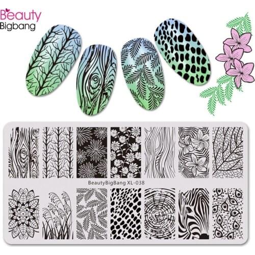 BeautyBigBang 6*12cm Nail Stamping Plates for Polish Retro Flower Leaf Theme Nail Art Template Stamping for Nails BBB XL-038