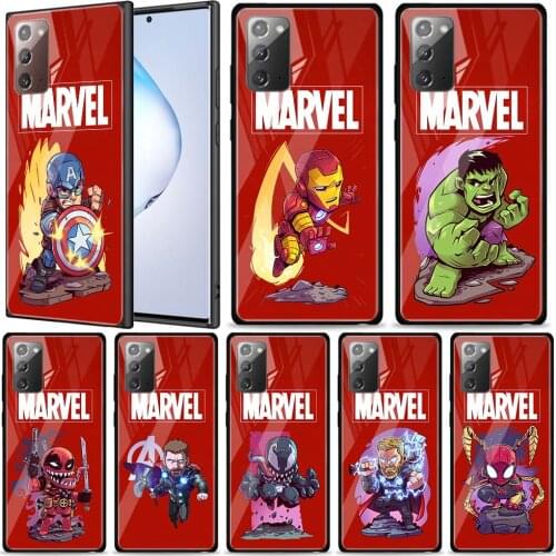 Marvel hero cute cartoon for Samsung Galaxy Note 20 Ultra 10 Lite Plus 9 8 5G A70 A50 A40 A30 A20 Tempered Glass Phone Case