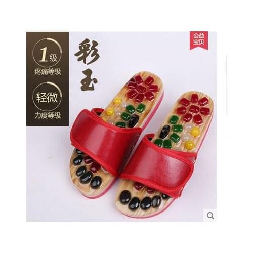 Colored Stone Reflexology Massage Acupuncture Pebble Health Care Shoes Summer Sandals Slippers Women Foot Stress Relax