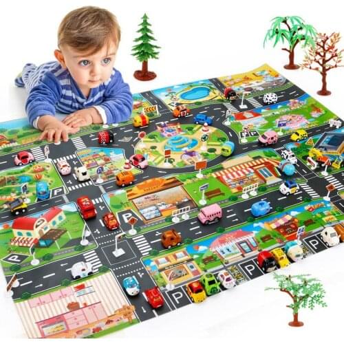 Baby Play Mat Road Carpet For Kids Cartoon Traffic Rug Little Indoor Toys Babies Playing Educational Mat