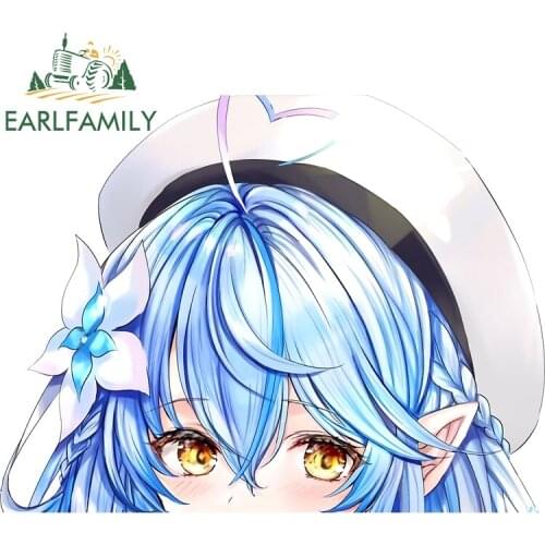 EARLFAMILY 13cm x 12cm for Yukihana Lamy Peeking Car Stickers Motorcycle Personality Snowboard Waterproof Scratch-proof Decal