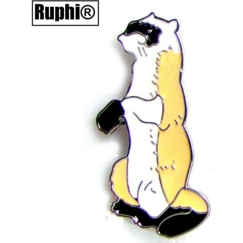 Enamel Ferret Metal Animal Decorative Pins Brooch Fashion Badge Lapel Ornament Jewelry Accessory
