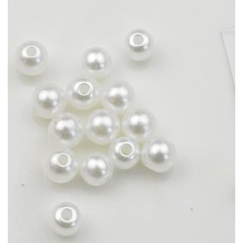 FLTMRH 5MM 500PCS Wholesale Two Hole Round Beads Plastic Ball Imitation Pearl Bead For Kids DIY Jewelry Decoration