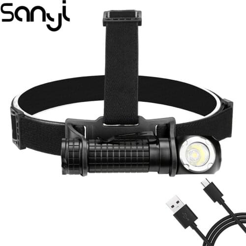 SANYI LED Flashlight Forehead USB Rechargeable Built-in 18650 Battery Headlamp Hunting XML2 Headlight for Camping