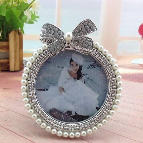 3inch Pearl Resin Photo Frame Diamond Pearl Decoration Girl Picture Holder Baby Shower Birthday Gift Home Room Ornament lin4188