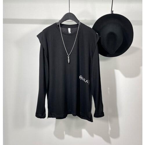 Owen seak Men Bottoming Shirt Cotton Gothic Style Mens Clothing Tops Tees Summer Men Tees Black T Shirt