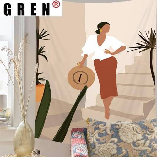 GREN Tapestry Abstract Line Geometric Simple Wall Hanging Rug Minimdlism Background Cloth Blanket Art Bedroom Dorm Home Decor