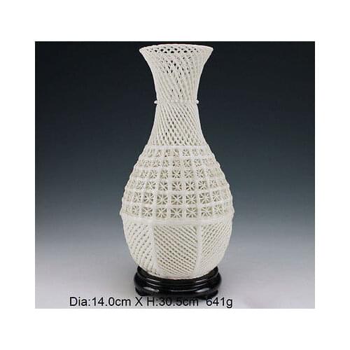 Chinese Vintage Handwork Carved openwork Dehua porcelain Porcelain big Vase