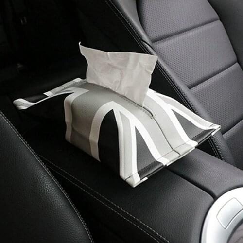 PU Leather Car Tissue Napkin Box Paper Towel Storage Bag For MINI Cooper S JCW One Countryman Clubman R55 R56 R60 F55 F56 F60